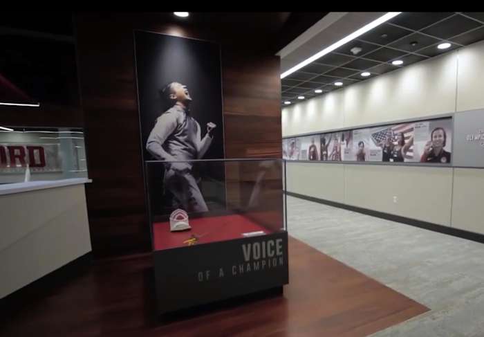 The set up in the Hall of Champions at Stanford